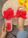 Women Bow Decor Flat Sandals, Lightweight Summer Slippers, Non-Slip Ladies Beach Shoes