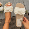 Women Bow Decor Flat Sandals, Lightweight Summer Slippers, Non-Slip Ladies Beach Shoes