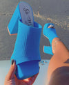 Ribbed Block Heel Open-Toe Sandals