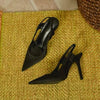 Fashion Summer New Hot Women's Slingback Shoes Pointed Toe Slip On Sandals for Ladies Thin High Heel Sandals Zapatos Mujer
