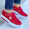 Foreign Trade Large Size Casual Women's Single Shoes 2025 Spring New Color Matching Velcro Thick-soled Breathable Mesh Single Shoes