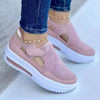 Foreign Trade Large Size Casual Women's Single Shoes 2025 Spring New Color Matching Velcro Thick-soled Breathable Mesh Single Shoes